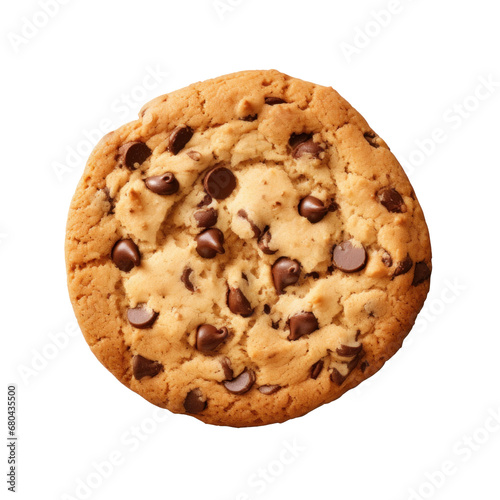 Chocolate chip cookie on  transparent background