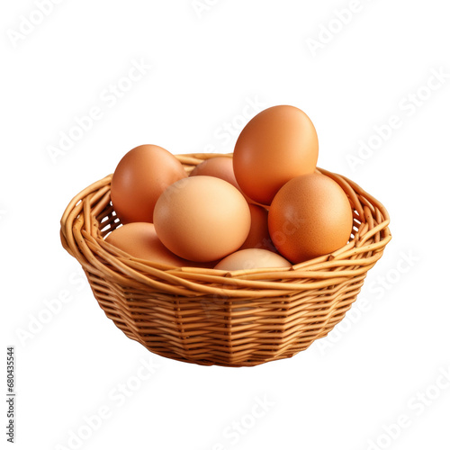 Eggs in Basket on transparent background