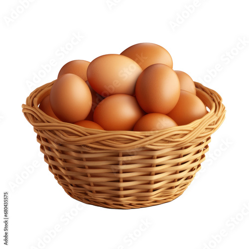 Eggs in Basket on transparent background