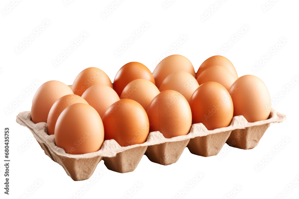 Fresh eggs in packaging on transparent background Fresh eggs in packaging on transparent background