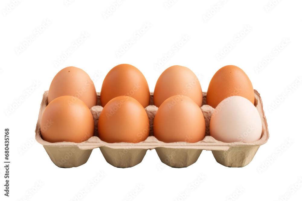 Fresh eggs in packaging on transparent background Fresh eggs in packaging on transparent background