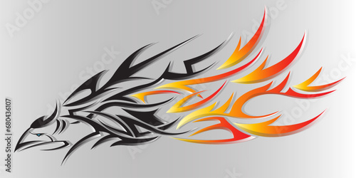 Phoenix racing car sticker stripes. Firebird tattoo wallpaper background
