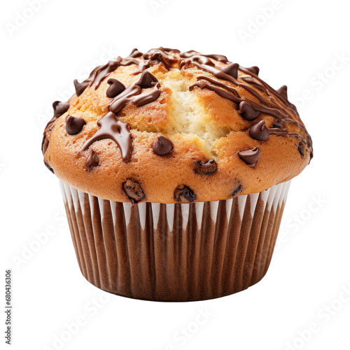 muffin with chocolate chips isolated  transparent background 