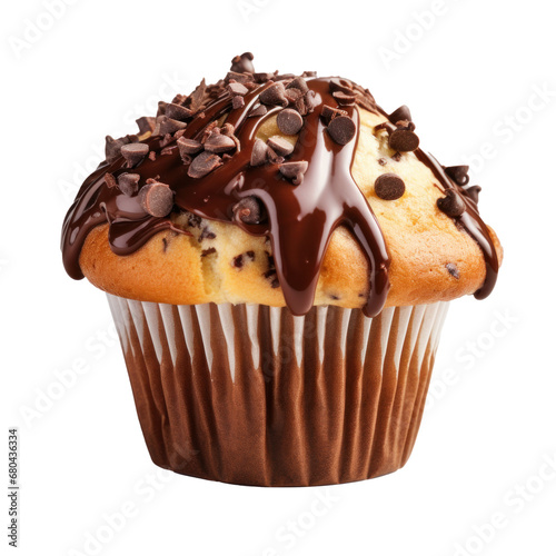 muffin with chocolate chips isolated  transparent background 