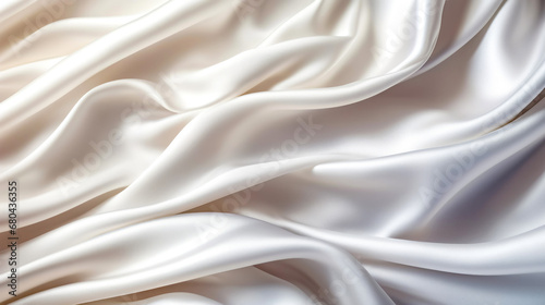 Close up view of white satin fabric with very soft feel.