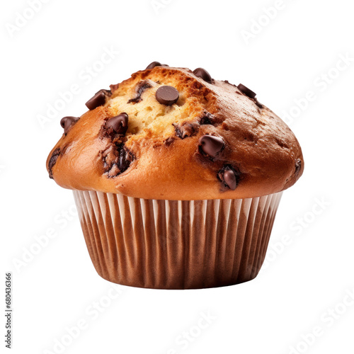 muffin with chocolate chips isolated  transparent background 