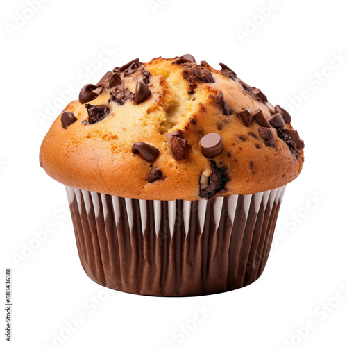 muffin with chocolate chips isolated  transparent background 