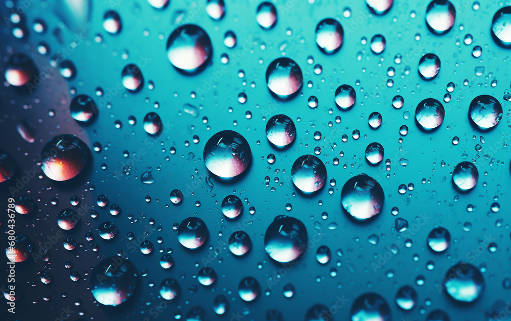 Water rain drops on blue background