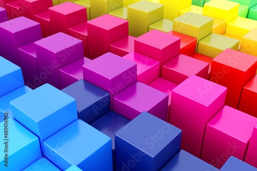 Colorful abstract background with andom boxes 3D illustration