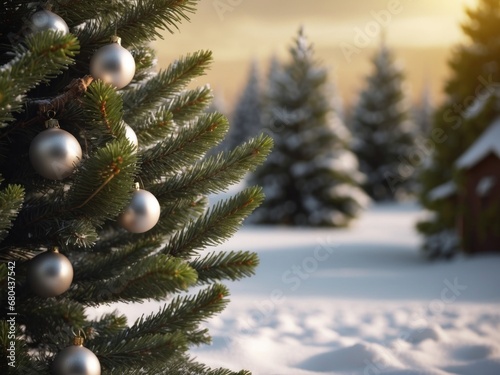 christmas trees winter background