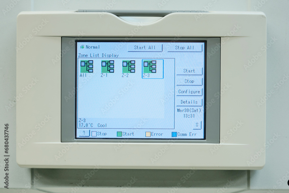 Wall-mounted control panel for a group of industrial air conditioners Wall-mounted control panel for a group of industrial air conditioners