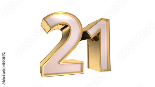 Gold 3d number 21 photo