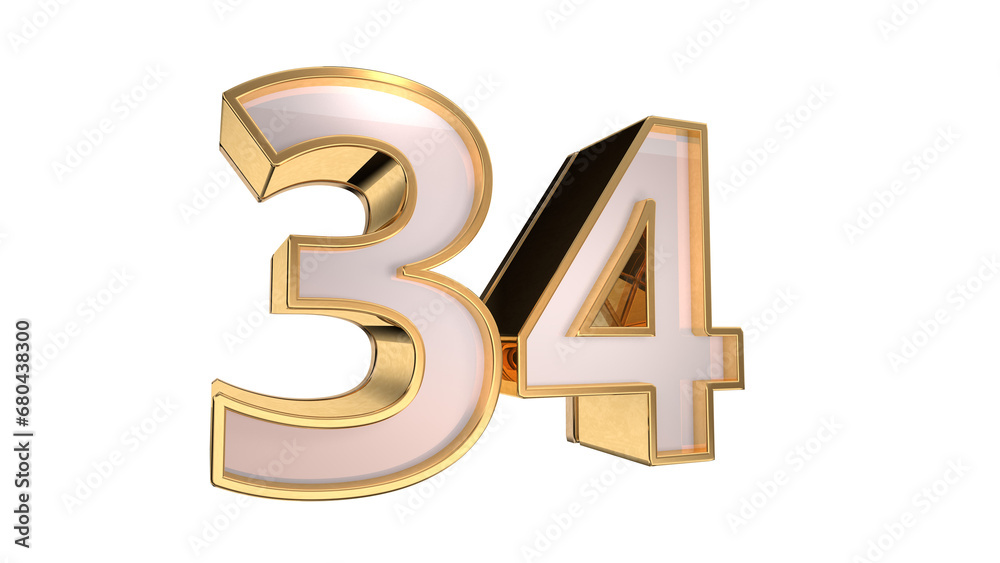 Obraz premium Gold 3d number 34