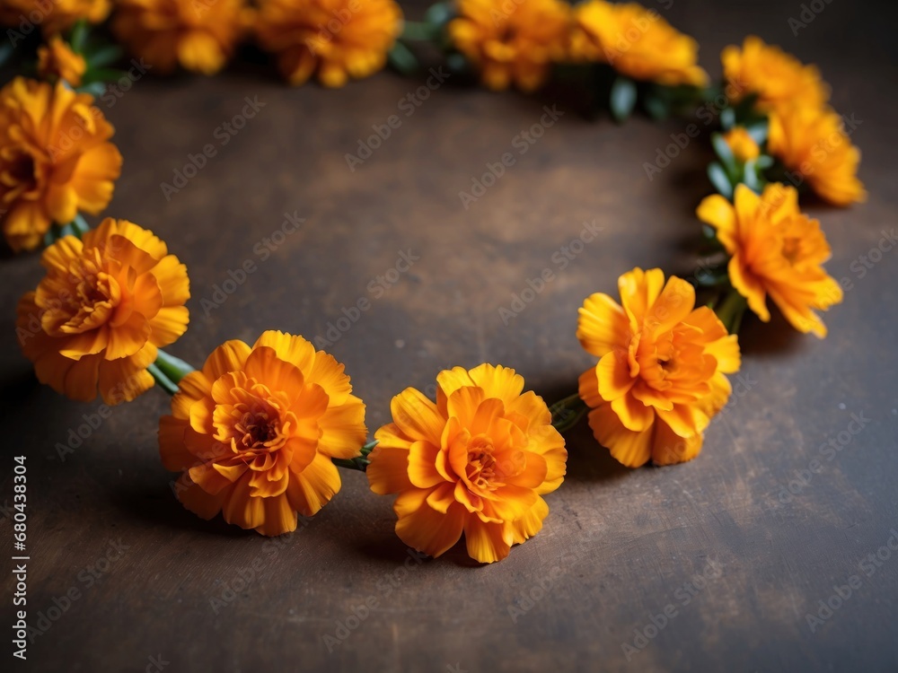 Fototapeta premium marigold flower garland for festival background