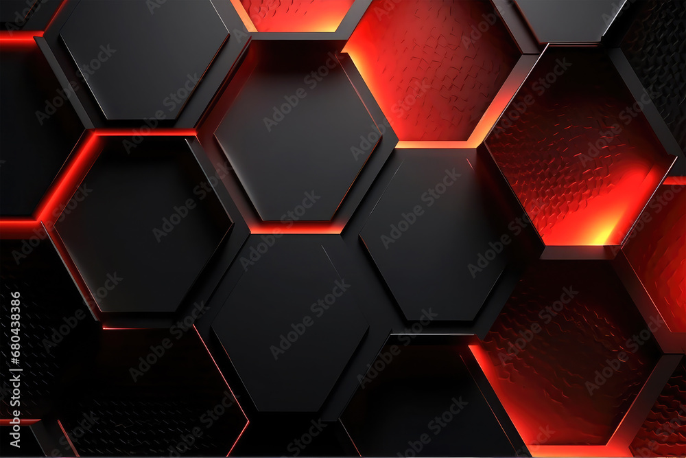 metallic overlap hexagon on background