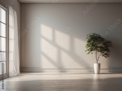 light from the window on the wall and floor. empty room