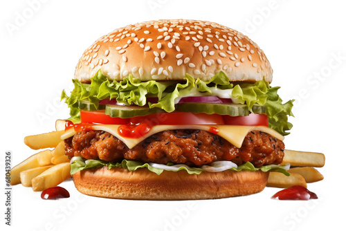 Juicy Burger Isolated on a Transparent Background