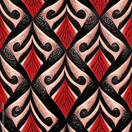 Maori Tribal Seamless Pattern Tile photo