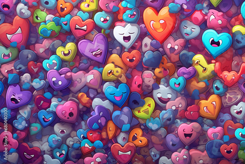 The cute Valentine cartoon characters pattern on a background is ideal for gift wrapping paper, .poster,backgrounds, and other high-quality prints. photo