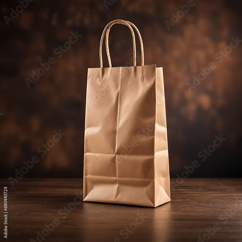blank brown paper bag mockup for food orders at the eatery