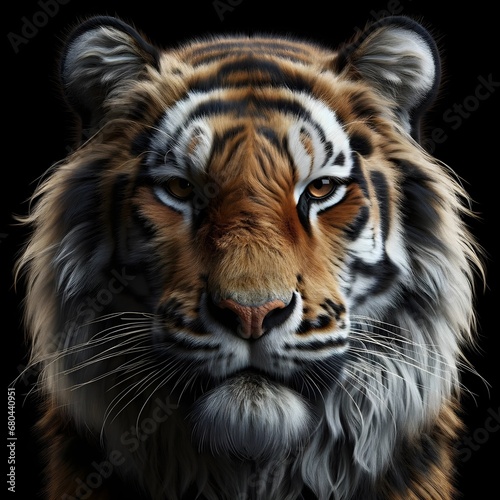 Portrait of tiger isolated on black background  animal background