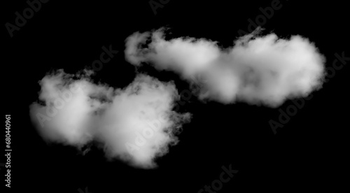 Large white clouds. Cloud isolated on black sky with fluffy white cloudscape texture. Black sky nature background, cloudy, white and black