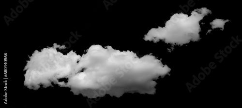 Large white clouds. Cloud isolated on black sky with fluffy white cloudscape texture. Black sky nature background, cloudy, white and black, horizontal photo