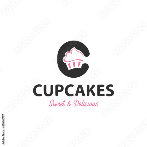 Letter C Cupcakes logo icon design vector illustration template