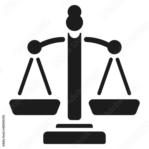 Scales isolated monochrome icon isolated on white background. symbol of law and judgment, punishment, measuring device and truth.