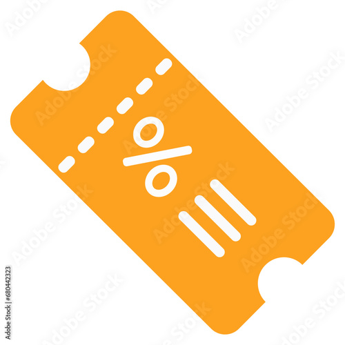 Discount coupon icon set. orange flat signs of ticket with percent sign.