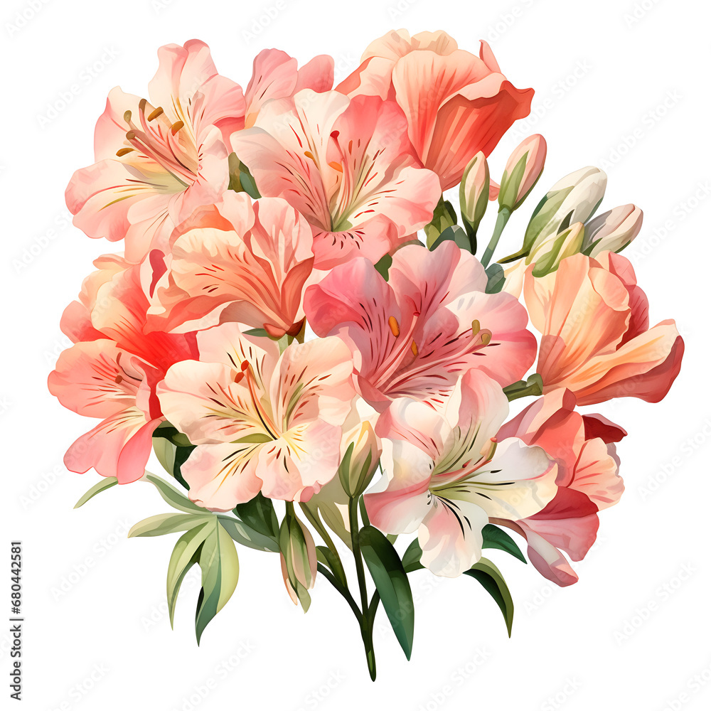 Obraz premium Alstroemeria, Flowers, Watercolor illustrations