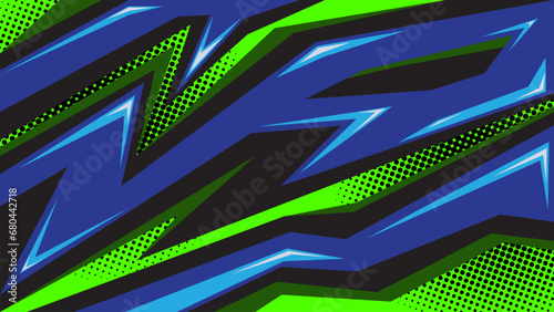 Abstract car sticker stripes with green background and halftone effects photo