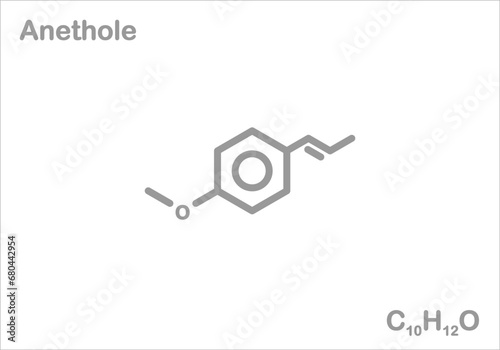 Anethole. Simplified structural formula. Use for flavoring of alcoholic drinks.