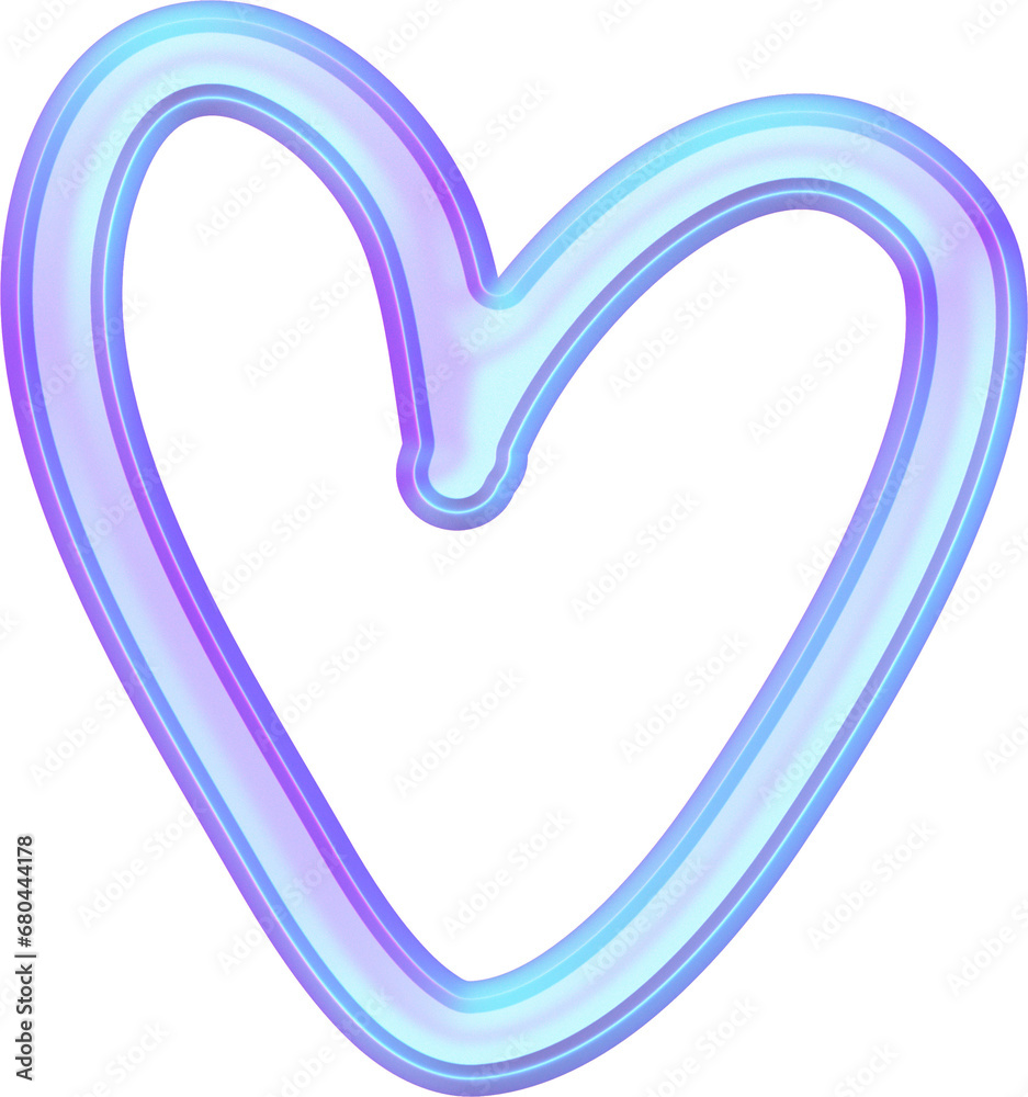 Y2k 3D heart line decoration bright holographic Y2k 3D heart line decoration bright holographic
