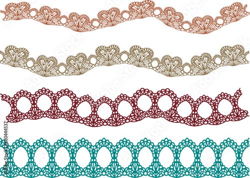 SET OF DECORATIVE EMBROIDERY LACE TRIM USED FOR WOMEN AND GIRLS APPAREL DRESSES TOPS AND ACCESSORIES FASHION DESIGN VECTOR ILLUSTRATION