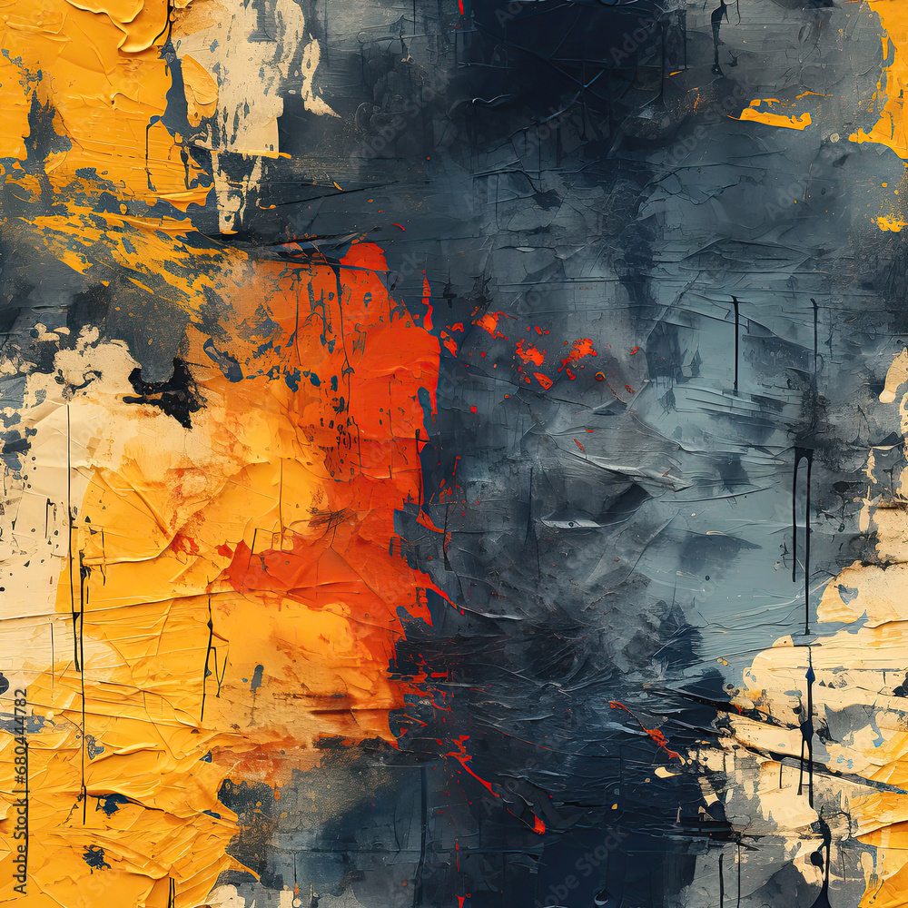 orange blue grunge background with seamless pattern vintage retro abstract
