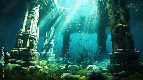 Underwater Lost City illustration for background