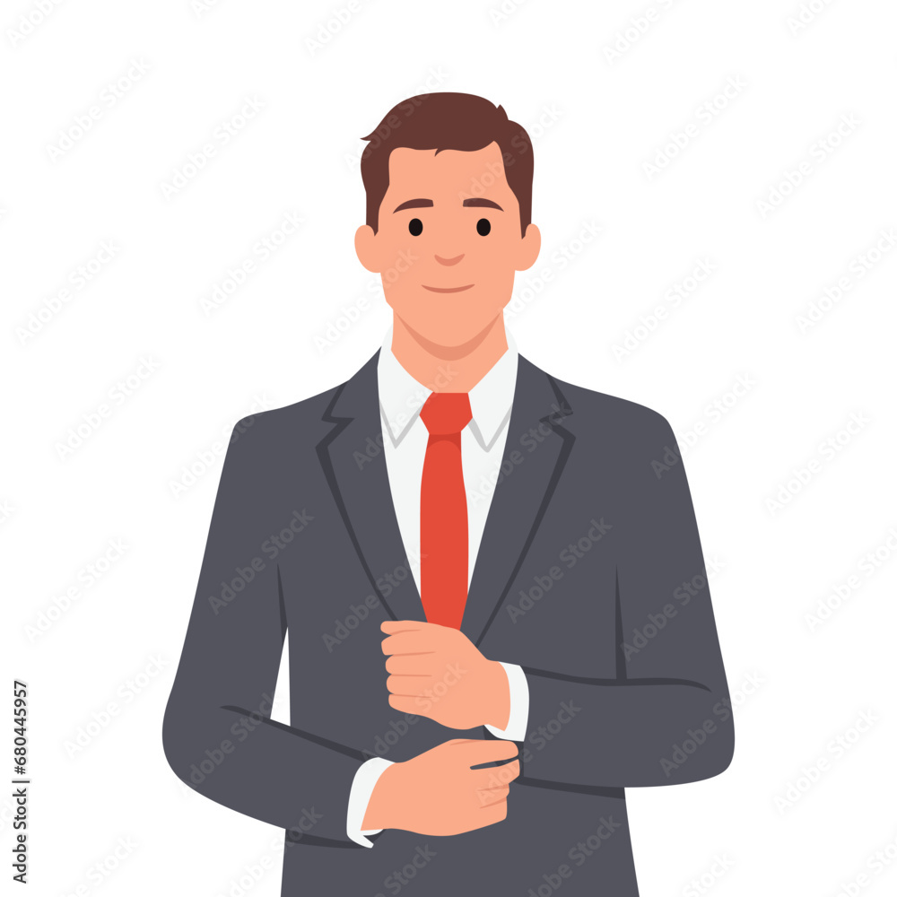 Young confident businessman in suit and tie feel successful and motivated. Self-confident male boss or CEO wearing formalwear show leadership qualities. Young confident businessman in suit and tie feel successful and motivated. Self-confident male boss or CEO wearing formalwear show leadership qualities.