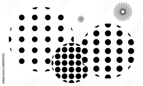 Black and white geometric shapes on a white background.