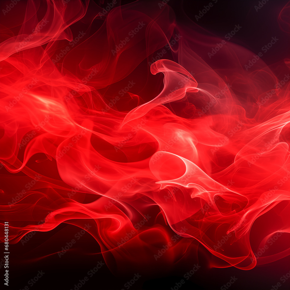 Ethereal Red Smoke Swirls on a Dark Background – Abstract and Mysterious Aesthetic of Fluid Motion and Translucent Waves in a Mesmerizing Dance