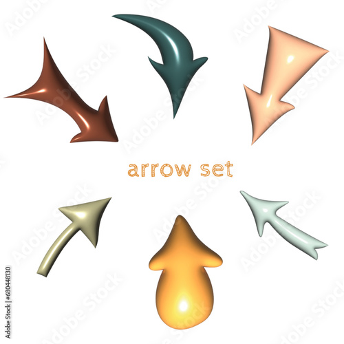 3D arrow set colorful retro 04