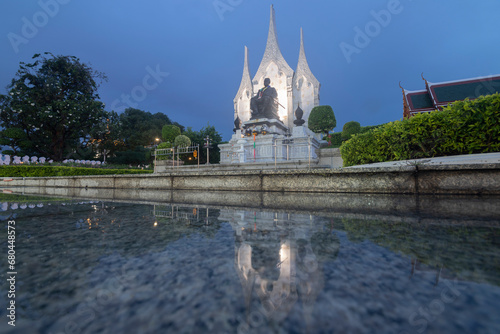 The Royal Pavilion Mahajetsadabadin in Bangkok, Thailand. beautiful reflection after the rain.