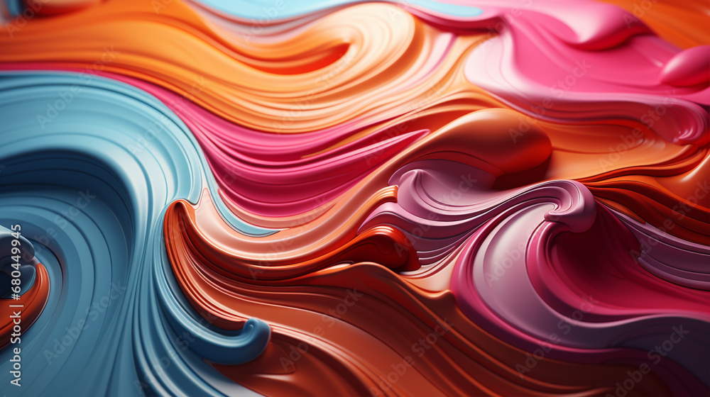 Obraz premium Bright abstract background. Flow of multi-colored paint with bubbles and lumps. Multicolored liquid, abstract 3D background. AI generative