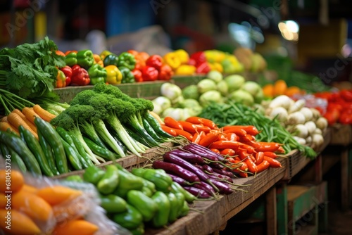 Fresh Vegetables On Display In Traditional Market