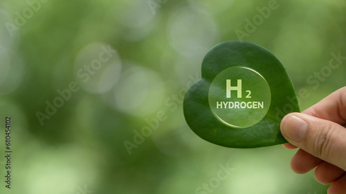 Clean hydrogen energy concept. Green Energy Hydrogen. Hydrogen's environmental friendliness and Potential as a future fuel. Environment, eco friendly industry and alternative energy. photo