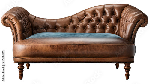 Bronze Leather Divan Isolated on Transparent or White Background, PNG photo