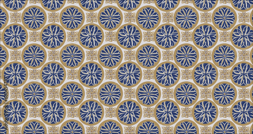 pattern,vector seamless pattern with flowers, Abstract seamless luxury dark blue and gold geometric pattern background