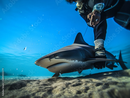 A reef shark attacks a diver in the Red Sea.  photo