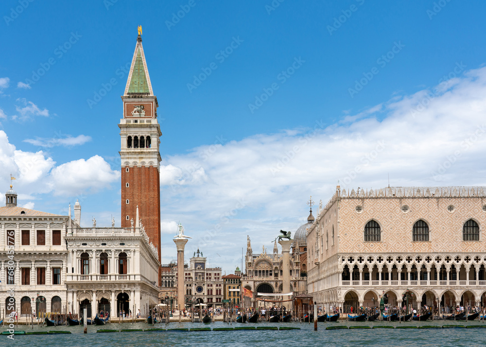 Venice St Mark's square embankment with Campanile and Doge's Palace