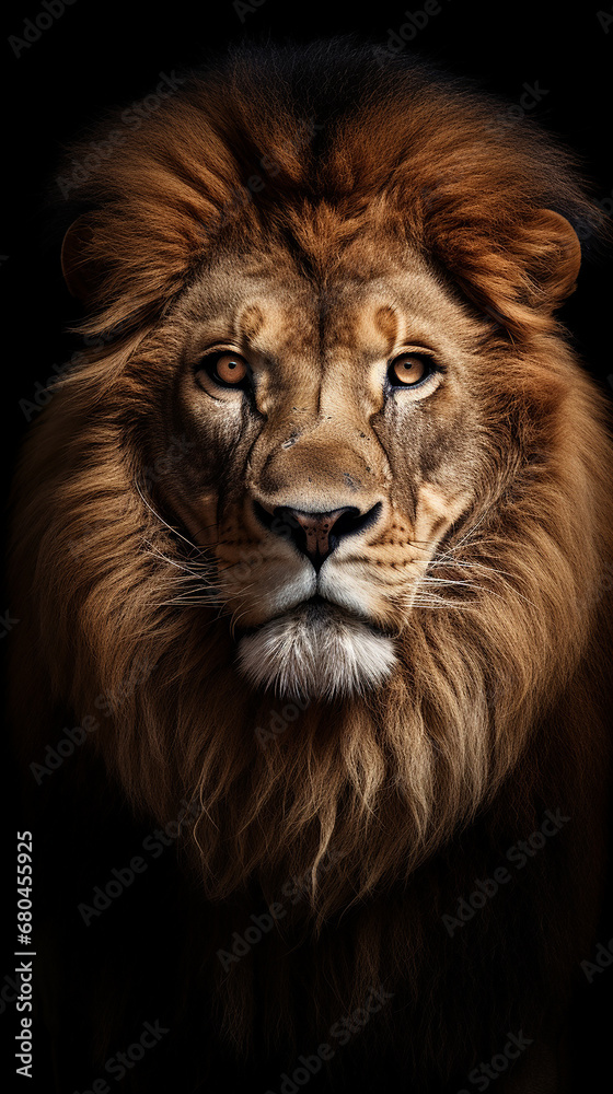 Wildlife lion portrait. Generative AI.